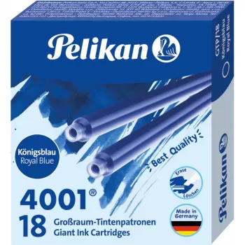 Pelikan 4001 GTP/18 Cartuchos de tinta azul-real standard de grande capacidade, pack de 18 300735