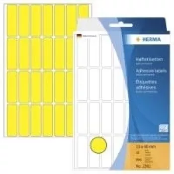 HERMA 2361 Etiquetas de papel autoadesivas permanentes mate amarelas, 13 x 40 mm, 896 etiquetas (32 folhas x 28)