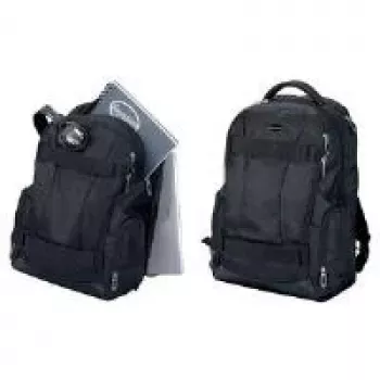 LIGHTPAK Fanactic Mochila para portátil em poliéster 20L com compartimento lateral acolchoado com fecho de correr, costas e alças acolchoadas, vários bolsos, preta 24603