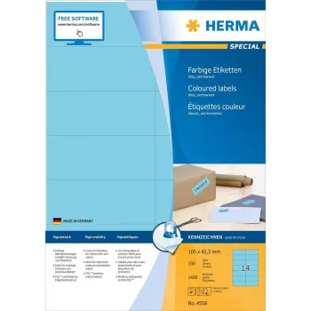 HERMA 4558 etiquetas autocolantes retangulares azuis, 13 x 38 mm, 1400 etiquetas