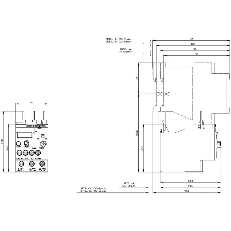 SIEMENS SIRIUS 3RU2126-1KB0 relé térmico de sobrecarga 9,0-12,5A classe 10, terminais de parafuso, 1NO+1NC
