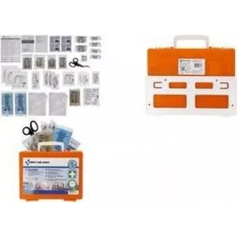 FIRST AID ONLY caixa de primeiros socorros DIN 13157, laranja, IP54, ABS, montagem na parede P-51002 00