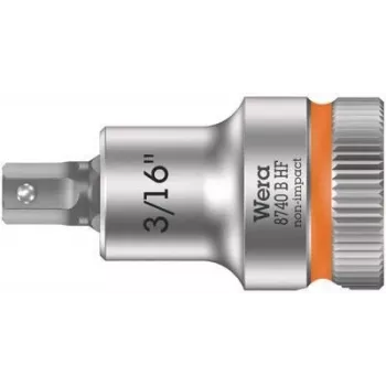 Wera 8740 B HF Zyklop chave de caixa com ponta Hex-Plus, encaixe 3/8 polegadas, 3/16 polegadas com função de retenção 05003085001