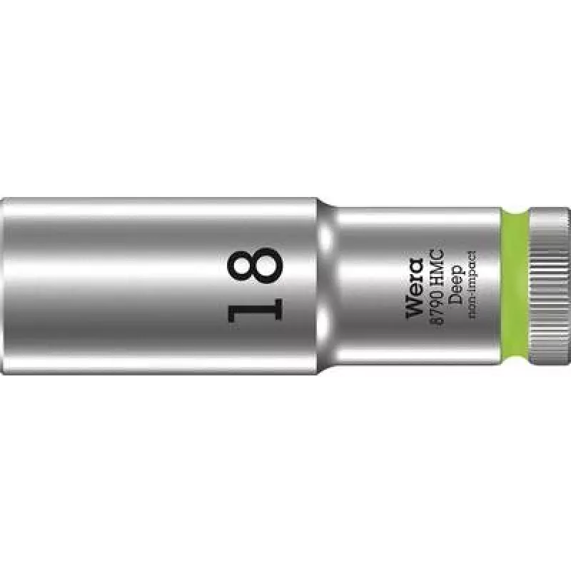 Chave de caixa sextavada Wera 05004558001 Zyklop 8790 HMC 1/2 polegadas encaixe 18 mm com ranhura de retenção de esferas