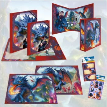 Pasta de cantos com elástico HERMA Dragon A3 cartão com 3 abas interiores 20143
