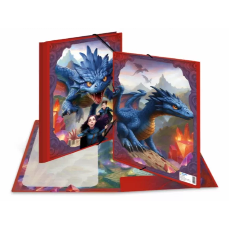 Pasta de cantos com elástico HERMA Dragon A3 cartão com 3 abas interiores 20143