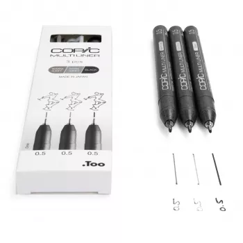 Caneta fineliner COPIC Multiliner preta 0,5 mm, 3 unid. (22075633)