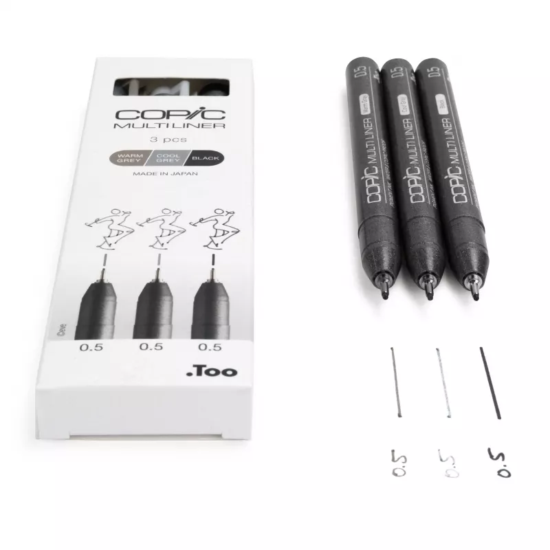 Caneta fineliner COPIC Multiliner preta 0,5 mm, 3 unid. (22075633)