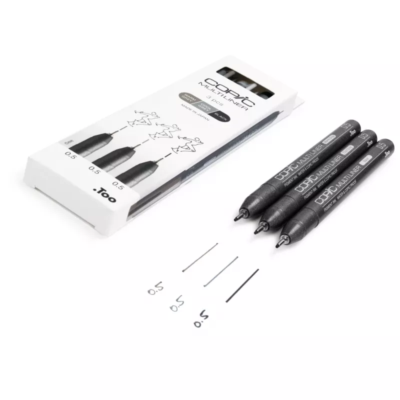 Caneta fineliner COPIC Multiliner preta 0,5 mm, 3 unid. (22075633)