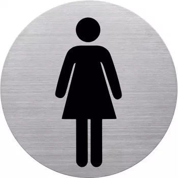 Placa pictograma HELIT WC senhoras, aço inoxidável, prateado, autocolante, 115 mm H6271000