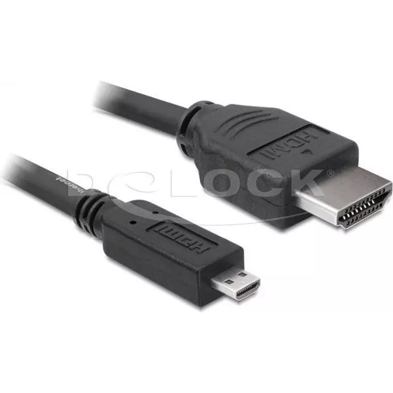 Cabo HDMI para Micro-HDMI DeLOCK 2 m, 32 AWG, High Speed com Ethernet, 4K 82664