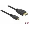 Cabo HDMI para Micro-HDMI DeLOCK 2 m, 32 AWG, High Speed com Ethernet, 4K 82664