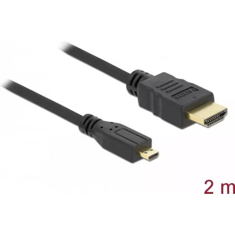Cabo HDMI para Micro-HDMI DeLOCK 2 m, 32 AWG, High Speed com Ethernet, 4K 82664