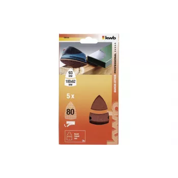 Lixa delta KWB 496108, grão 80, 93 mm, pack de 5