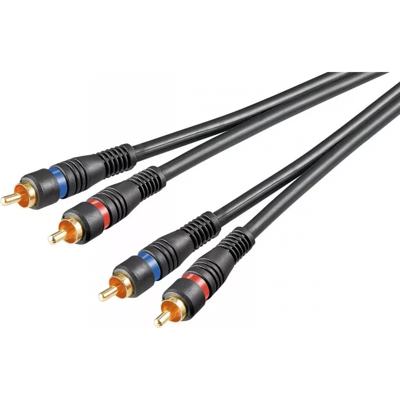 Cabo de áudio Wentronic AVK 132-1000 10 m RCA, 2x ficha RCA para 2x ficha RCA, preto 50434