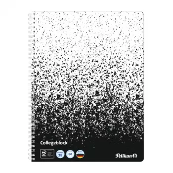 Bloco de notas Pelikan College Color Edition, A4, preto/branco com 2 margens, 80 folhas, 70 g/m², sem madeira, 4 furos, 1 unid. 400197021