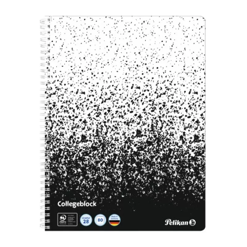 Bloco de notas Pelikan College Color Edition, A4, preto/branco com 2 margens, 80 folhas, 70 g/m², sem madeira, 4 furos, 1 unid. 400197021