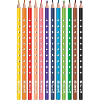 Conjunto de 12 lápis de cor Pelikan 700634, várias cores, corpo de madeira hexagonal, mina resistente à quebra de 3,3 mm