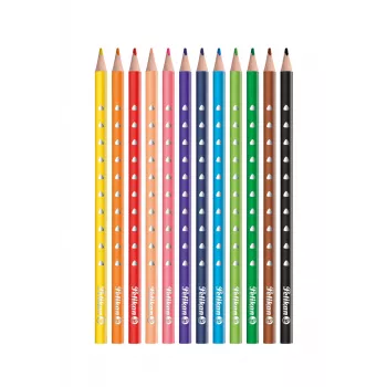 Conjunto de 12 lápis de cor Pelikan 700634, várias cores, corpo de madeira hexagonal, mina resistente à quebra de 3,3 mm