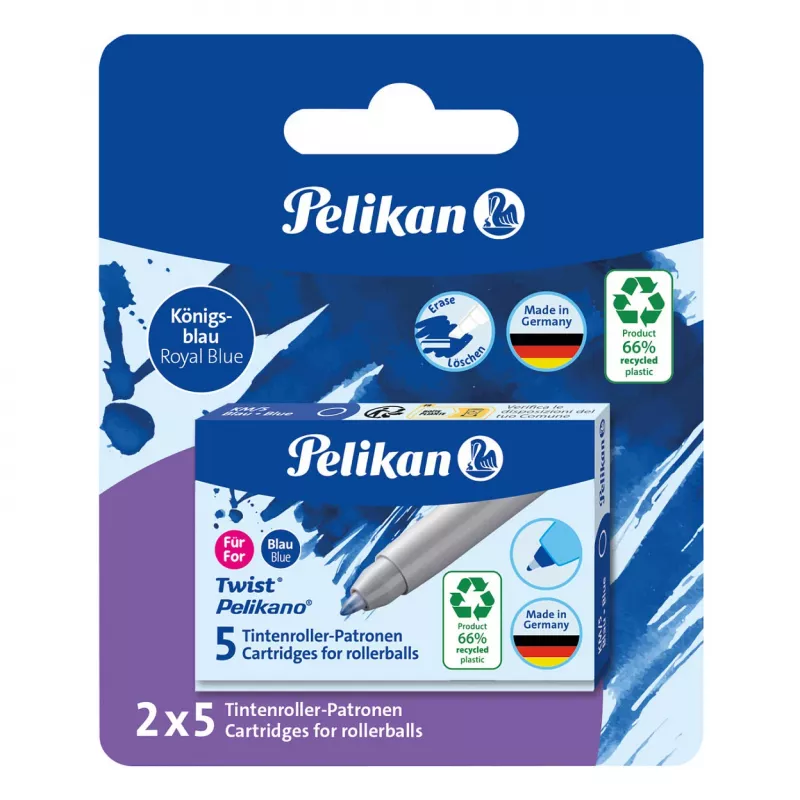 Recargas de tinta para rollerball Pelikan pack de 5 azul (824705)