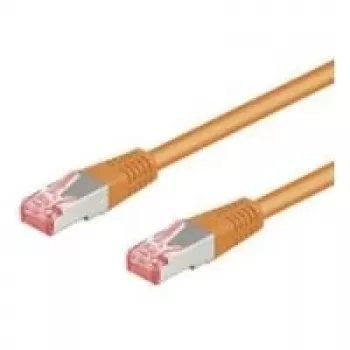 Wentronic Goobay cabo de rede CAT 6, S/FTP (PiMF), laranja, 0,5 m - LSZH sem halogéneos, cobre (93467)