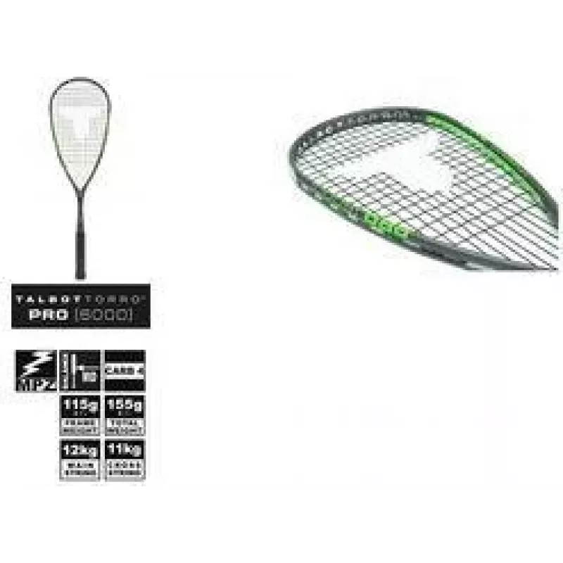 TALBOT TORRO raquete de squash Pro 6000, preto / verde, ofensivo, construção em Y, 1 unid. (251006)