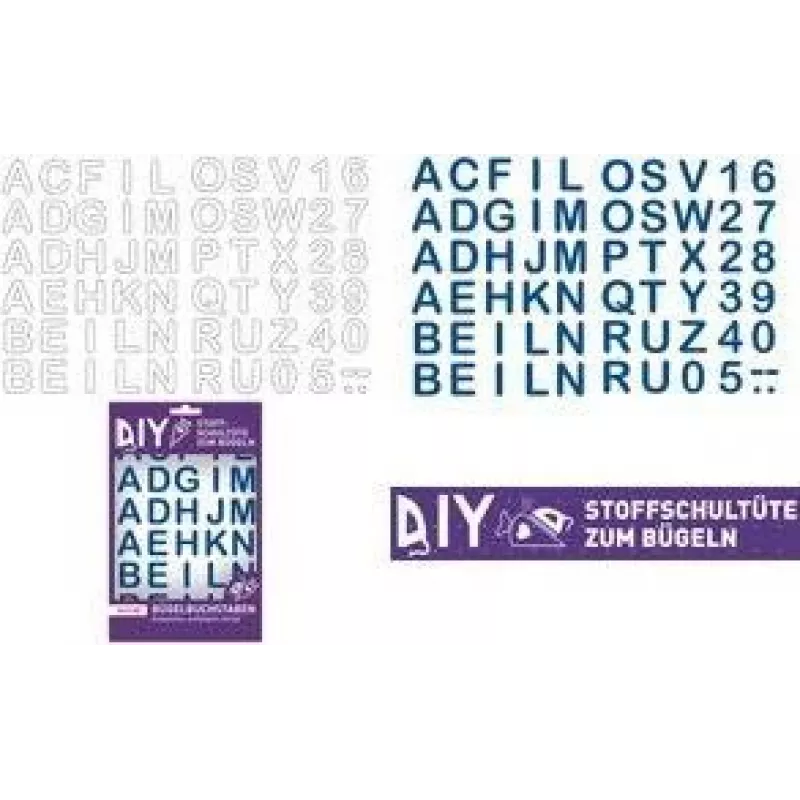 ROTH letras de ferro para cartucho escolar de tecido DIY, branco, alfabeto A-Z, folha 150 x 210 mm, 1 folha 658116
