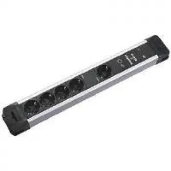 BACHMANN régua de tomadas para secretária plástico 1+4 módulos Master+Slave 2m preto