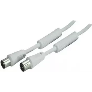 SHIVERPEAKS Cabo coaxial IEC 169-2 5,0 m, macho para fêmea, Branco, niquelado BS80205-128