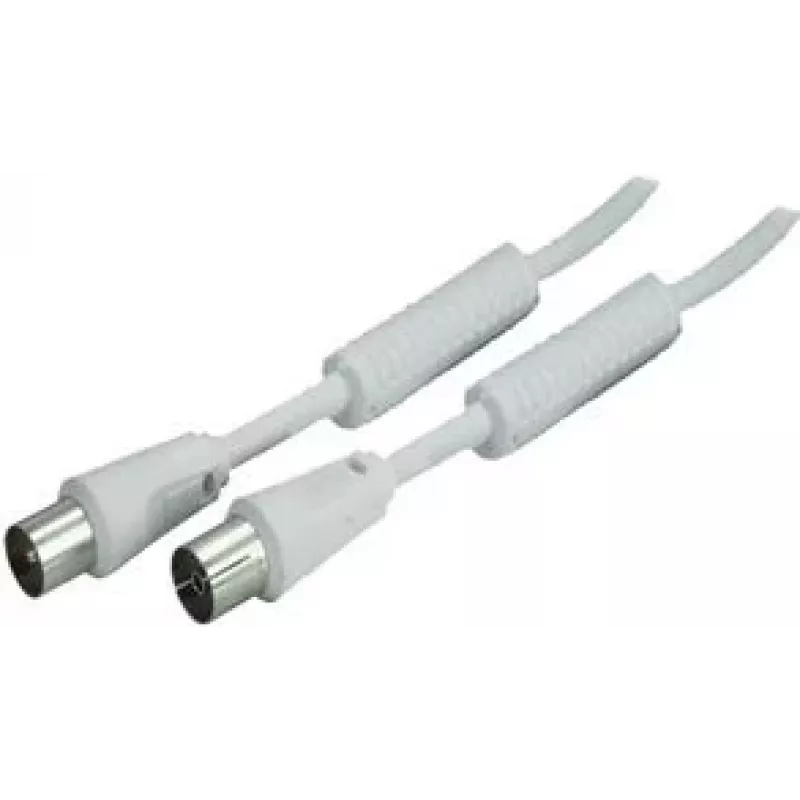 SHIVERPEAKS Cabo coaxial IEC 169-2 5,0 m, macho para fêmea, Branco, niquelado BS80205-128