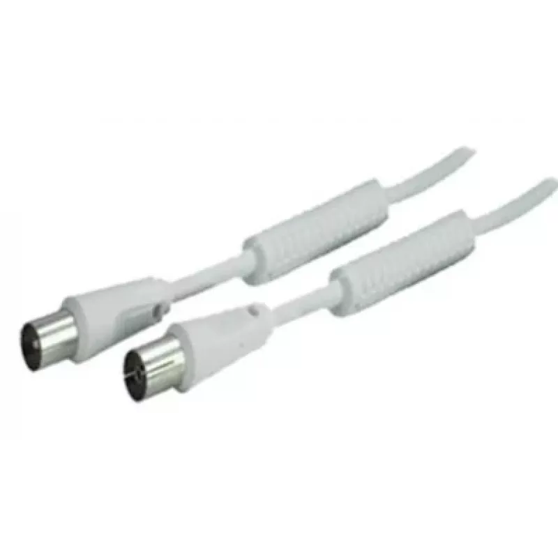 SHIVERPEAKS Cabo coaxial IEC 169-2 5,0 m, macho para fêmea, Branco, niquelado BS80205-128