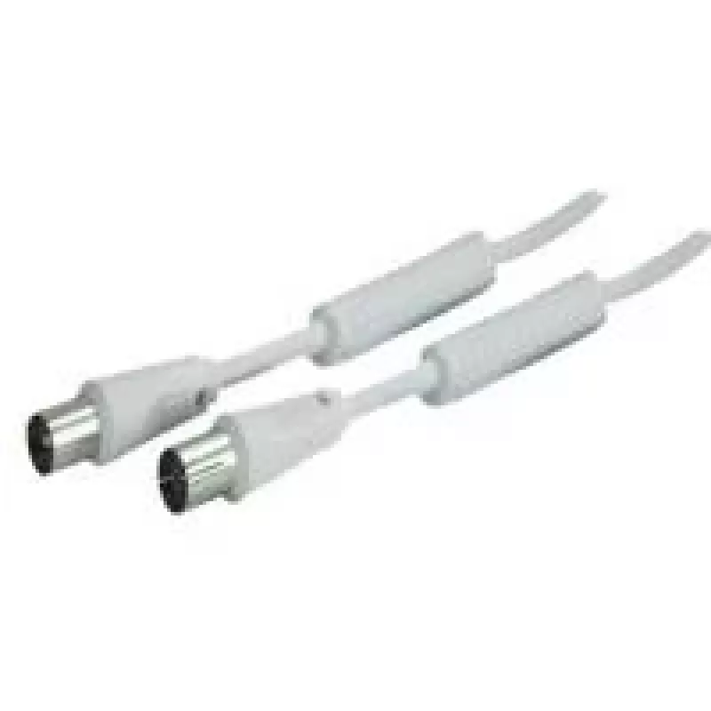 SHIVERPEAKS Cabo coaxial de antena IEC 169-2 10m, macho para fêmea, niquelado, Branco (BS80208-128)