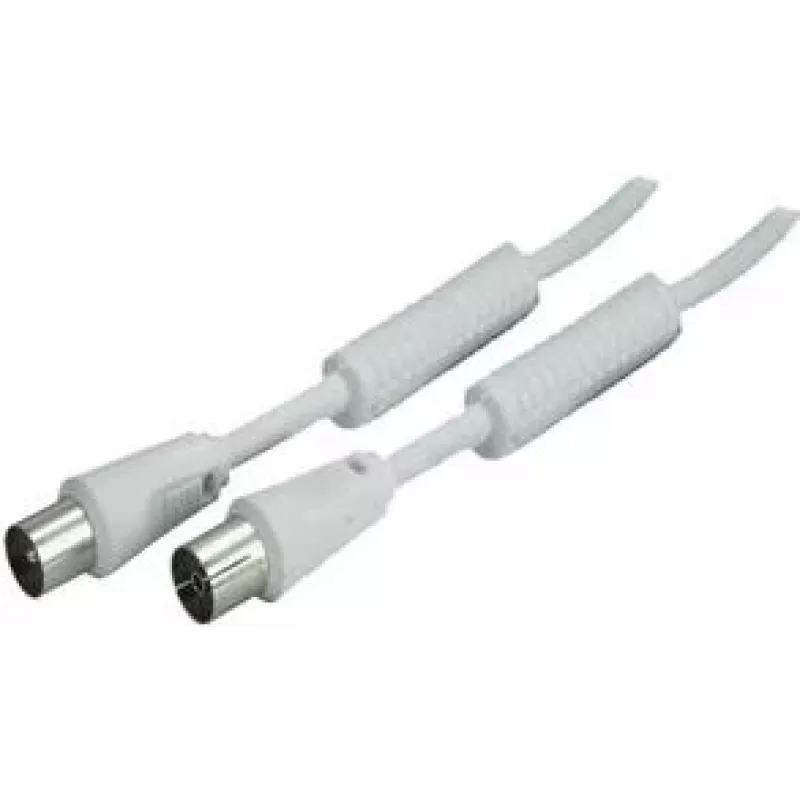 SHIVERPEAKS Cabo coaxial de antena IEC 169-2 10m, macho para fêmea, niquelado, Branco (BS80208-128)