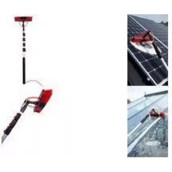 IWH Escova de limpeza para painel solar com haste telescópica, ligação de mangueira e depósito de champô, 3,5 m 00205