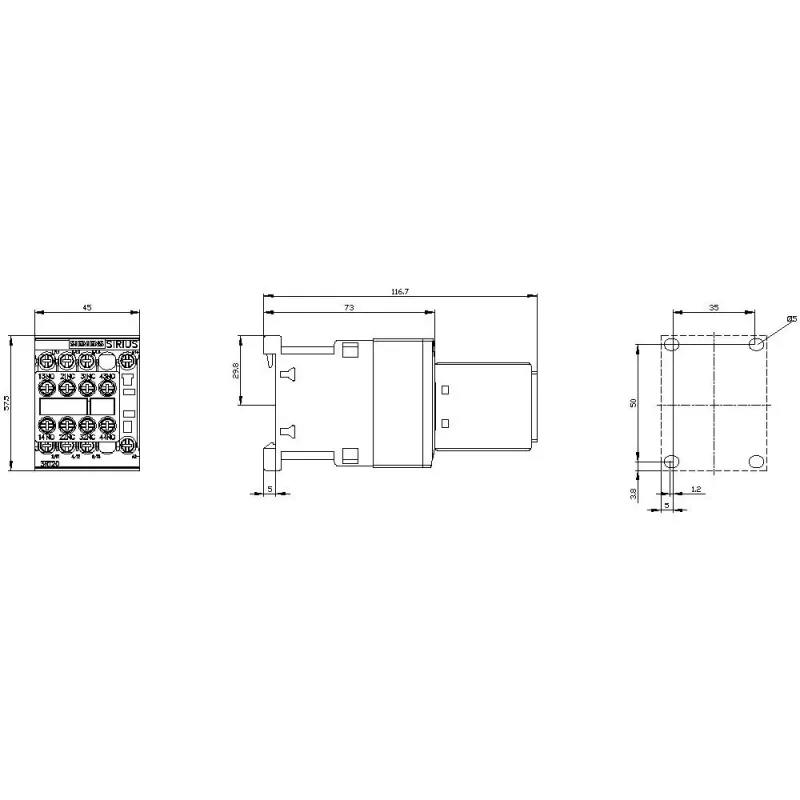 SIEMENS SIRIUS 3RT2 contactor de potência 5,5 kW 400 V 12 A 24 V DC 2NO+2NC terminais de parafuso 3RT20171BB443MA0