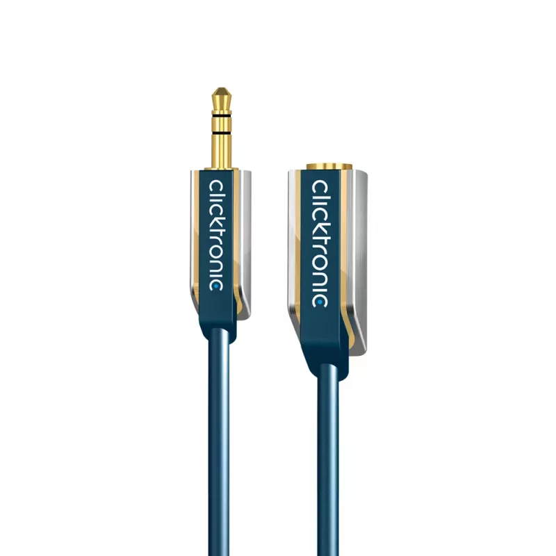 CLICKTRONIC cabo de extensão de áudio MP3 ficha macho jack estéreo 3,5mm para conector fêmea 1,5m preto
