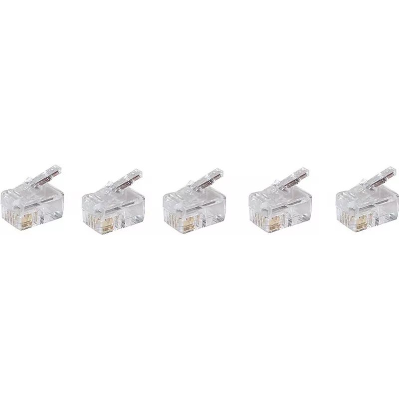 SHIVERPEAKS BASIC-S ficha macho modular RJ10 4P4C, não blindada, contactos banhados a ouro, transparente, 1 unidade BS72039-5