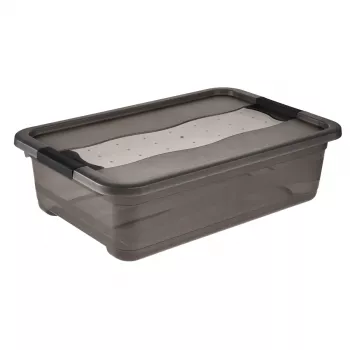 keeeper Caixa de arrumação Cornelia, 28 litros, cinzento cristal transparente, com tampa, fecho deslizante 1042982700000