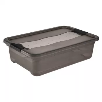 keeeper Caixa de arrumação Cornelia, 28 litros, cinzento cristal transparente, com tampa, fecho deslizante 1042982700000