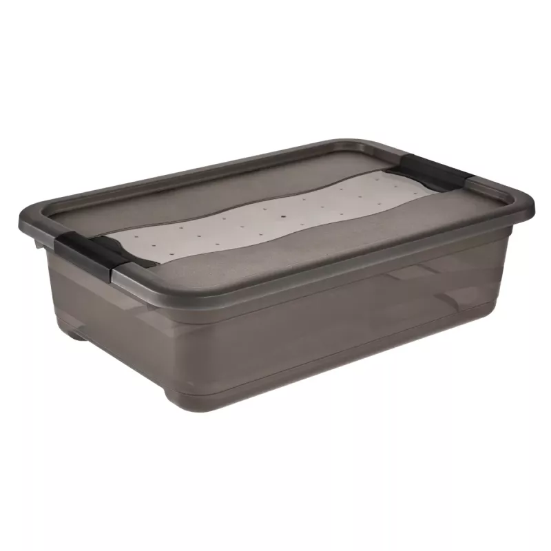keeeper Caixa de arrumação Cornelia, 28 litros, cinzento cristal transparente, com tampa, fecho deslizante 1042982700000