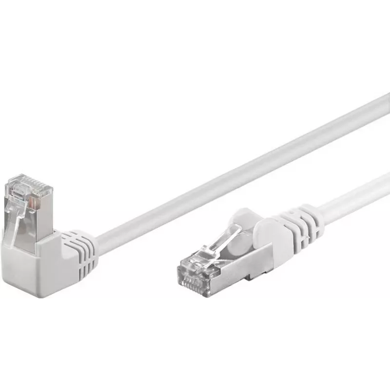 Wentronic Goobay Cabo de rede CAT 5e, 1x 90° angular, F/UTP, branco, 5 m, CCA alumínio revestido a cobre, 1x RJ45 90° (8P8C) 94182