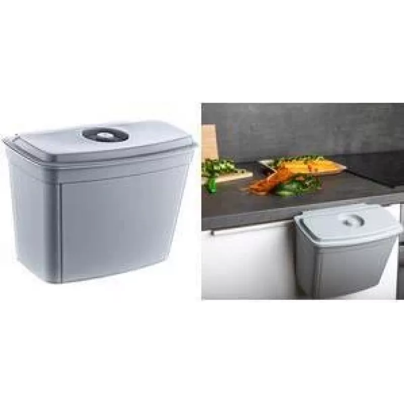 keeeper Milan Cesto de lixo de cozinha suspenso 4L, Nordic Grey, com tampa, PP 1031213000000