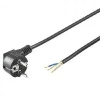 Cabo de alimentação Schuko angular Wentronic Goobay, extremidade aberta, 3 m, preto 96033