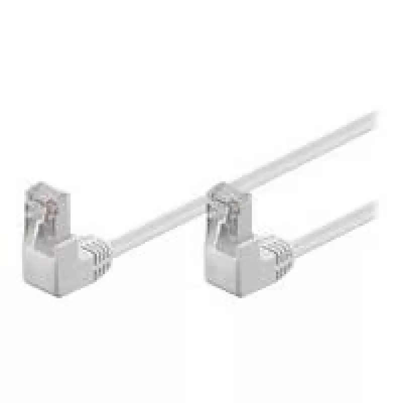 Cabo de patch Wentronic Goobay CAT 5e 2x 90° angular, F/UTP, branco, 1 m - CCA alumínio revestido a cobre, 2x RJ45 90° (8P8C) 96062