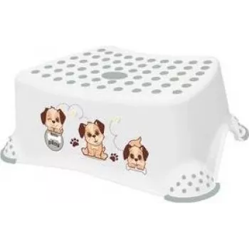 Banco de degrau para crianças keeeper Tomek Dogs, branco, carga 80 kg, superfície e pés antiderrapantes 1864210034400
