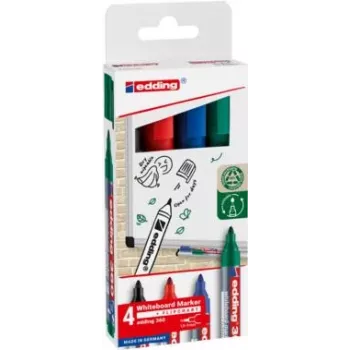 EDDING 360 marcador para quadro branco, várias cores, 1,5-3,0 mm, 4 unidades (4-360-4-2)