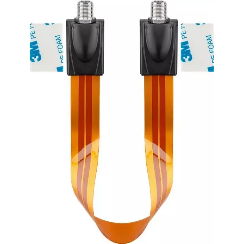 Wentronic Goobay cabo de passagem de janela SAT, ultrafino 0,3 mm, castanho-preto, 0,3 m, conector fêmea F para conector fêmea F 67244