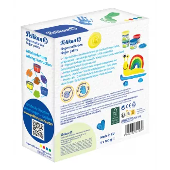 Pelikan tinta de dedos cores básicas, pack de 4 à base de água, testada dermatologicamente, fácil de limpar – 1 unidade (701570)