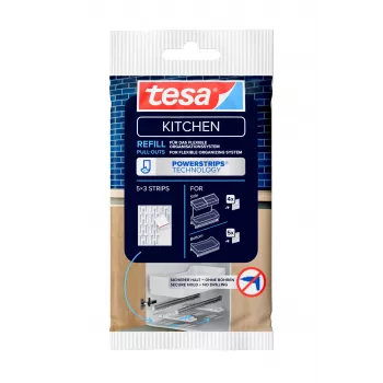 tesa KITCHEN Powerstrips Conjunto de recarga para gavetas de armário – 15 tiras adesivas, branco (70064-00000-00)