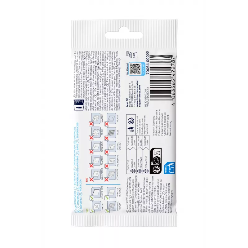 tesa KITCHEN Powerstrips Conjunto de recarga para gavetas de armário – 15 tiras adesivas, branco (70064-00000-00)